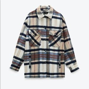 ZARA Wool Blend Plaid Overshirt